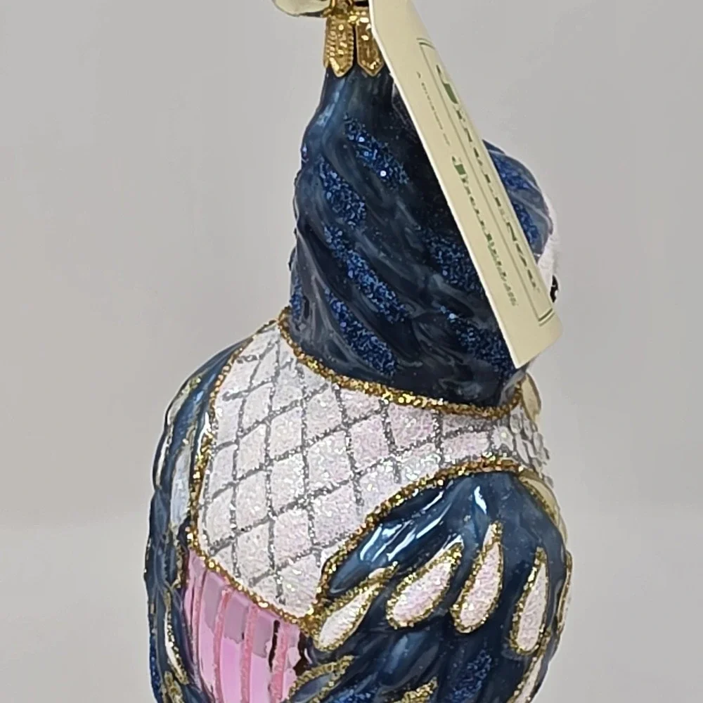 NIB JingleNog Marion Blue Bird Ornament #80689 Hand Blown & Painted in Poland
